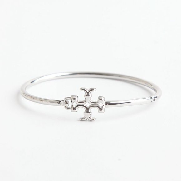 AUTH TORY BURCH ELANOR HINGED CUFF SILVER - Picture 1 of 10